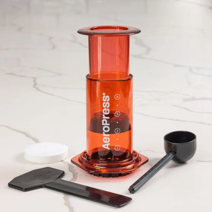 Aeropress Coffee Maker - Clear Red