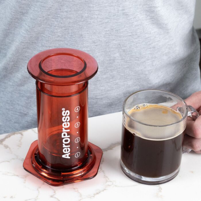 Aeropress Coffee Maker - Clear Red